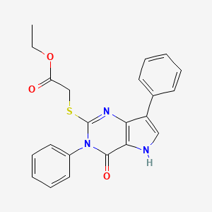 molecular formula C22H19N3O3S B3399822 ethyl 2-((4-oxo-3,7-diphenyl-4,5-dihydro-3H-pyrrolo[3,2-d]pyrimidin-2-yl)thio)acetate CAS No. 1040647-06-0