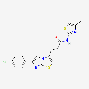 molecular formula C18H15ClN4OS2 B3399826 3-(6-(4-chlorophenyl)imidazo[2,1-b]thiazol-3-yl)-N-(4-methylthiazol-2-yl)propanamide CAS No. 1040647-07-1