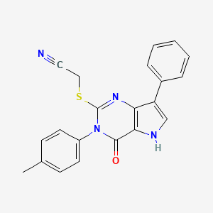 molecular formula C21H16N4OS B3399836 2-((4-oxo-7-phenyl-3-(p-tolyl)-4,5-dihydro-3H-pyrrolo[3,2-d]pyrimidin-2-yl)thio)acetonitrile CAS No. 1040647-13-9