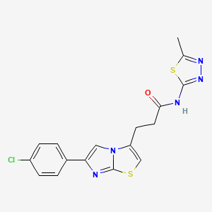 molecular formula C17H14ClN5OS2 B3399844 3-(6-(4-chlorophenyl)imidazo[2,1-b]thiazol-3-yl)-N-(5-methyl-1,3,4-thiadiazol-2-yl)propanamide CAS No. 1040647-14-0