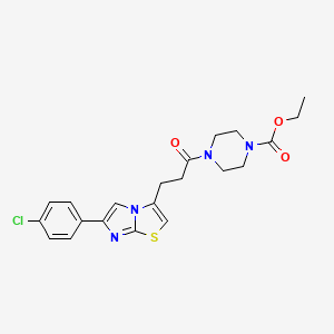 molecular formula C21H23ClN4O3S B3399851 Ethyl 4-(3-(6-(4-chlorophenyl)imidazo[2,1-b]thiazol-3-yl)propanoyl)piperazine-1-carboxylate CAS No. 1040647-33-3