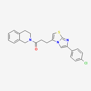 molecular formula C23H20ClN3OS B3399856 3-(6-(4-chlorophenyl)imidazo[2,1-b]thiazol-3-yl)-1-(3,4-dihydroisoquinolin-2(1H)-yl)propan-1-one CAS No. 1040647-39-9