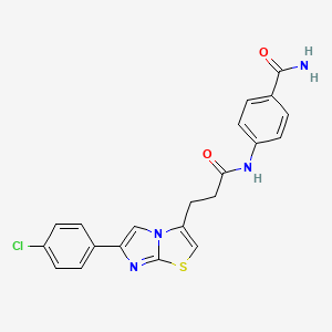 molecular formula C21H17ClN4O2S B3399865 4-(3-(6-(4-Chlorophenyl)imidazo[2,1-b]thiazol-3-yl)propanamido)benzamide CAS No. 1040647-54-8