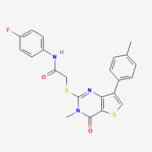 molecular formula C22H18FN3O2S2 B3399874 N-(4-fluorophenyl)-2-{[3-methyl-7-(4-methylphenyl)-4-oxo-3,4-dihydrothieno[3,2-d]pyrimidin-2-yl]thio}acetamide CAS No. 1040649-27-1