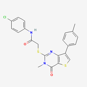 molecular formula C22H18ClN3O2S2 B3399876 N-(4-chlorophenyl)-2-{[3-methyl-7-(4-methylphenyl)-4-oxo-3,4-dihydrothieno[3,2-d]pyrimidin-2-yl]thio}acetamide CAS No. 1040649-31-7