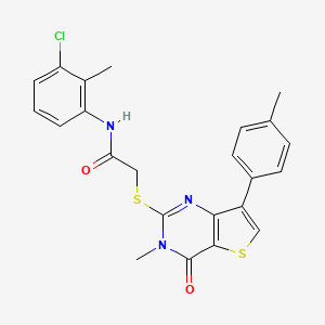 molecular formula C23H20ClN3O2S2 B3399884 N-(3-chloro-2-methylphenyl)-2-{[3-methyl-7-(4-methylphenyl)-4-oxo-3,4-dihydrothieno[3,2-d]pyrimidin-2-yl]thio}acetamide CAS No. 1040649-43-1