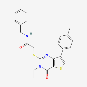 molecular formula C24H23N3O2S2 B3399889 N-benzyl-2-{[3-ethyl-7-(4-methylphenyl)-4-oxo-3,4-dihydrothieno[3,2-d]pyrimidin-2-yl]thio}acetamide CAS No. 1040649-62-4