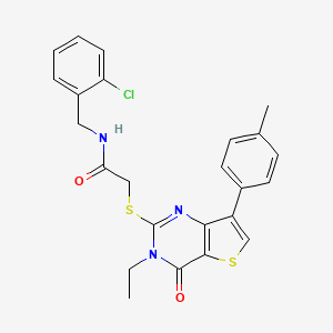 molecular formula C24H22ClN3O2S2 B3399902 N-(2-chlorobenzyl)-2-{[3-ethyl-7-(4-methylphenyl)-4-oxo-3,4-dihydrothieno[3,2-d]pyrimidin-2-yl]thio}acetamide CAS No. 1040649-77-1