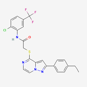 molecular formula C23H18ClF3N4OS B3399935 N-[2-chloro-5-(trifluoromethyl)phenyl]-2-{[2-(4-ethylphenyl)pyrazolo[1,5-a]pyrazin-4-yl]sulfanyl}acetamide CAS No. 1040650-56-3