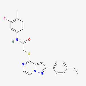 molecular formula C23H21FN4OS B3399946 2-{[2-(4-ethylphenyl)pyrazolo[1,5-a]pyrazin-4-yl]sulfanyl}-N-(3-fluoro-4-methylphenyl)acetamide CAS No. 1040650-69-8