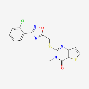 molecular formula C16H11ClN4O2S2 B3399952 2-(((3-(2-chlorophenyl)-1,2,4-oxadiazol-5-yl)methyl)thio)-3-methylthieno[3,2-d]pyrimidin-4(3H)-one CAS No. 1040650-78-9