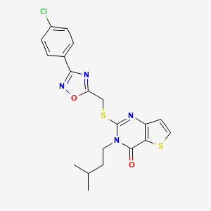 molecular formula C20H19ClN4O2S2 B3399985 2-(((3-(4-chlorophenyl)-1,2,4-oxadiazol-5-yl)methyl)thio)-3-isopentylthieno[3,2-d]pyrimidin-4(3H)-one CAS No. 1040651-27-1
