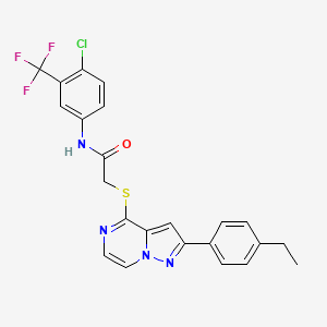 molecular formula C23H18ClF3N4OS B3399989 N-[4-chloro-3-(trifluoromethyl)phenyl]-2-{[2-(4-ethylphenyl)pyrazolo[1,5-a]pyrazin-4-yl]sulfanyl}acetamide CAS No. 1040651-45-3