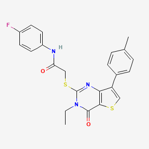 2-{[3-ethyl-7-(4-methylphenyl)-4-oxo-3,4-dihydrothieno[3,2-d]pyrimidin-2-yl]thio}-N-(4-fluorophenyl)acetamide