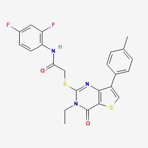 molecular formula C23H19F2N3O2S2 B3400000 N-(2,4-difluorophenyl)-2-{[3-ethyl-7-(4-methylphenyl)-4-oxo-3,4-dihydrothieno[3,2-d]pyrimidin-2-yl]thio}acetamide CAS No. 1040651-74-8