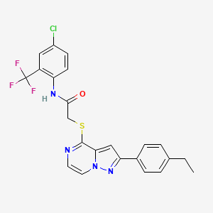 molecular formula C23H18ClF3N4OS B3400016 N-[4-chloro-2-(trifluoromethyl)phenyl]-2-{[2-(4-ethylphenyl)pyrazolo[1,5-a]pyrazin-4-yl]sulfanyl}acetamide CAS No. 1040652-39-8