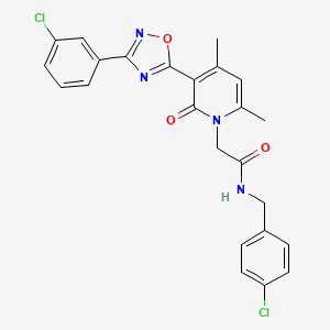 molecular formula C24H20Cl2N4O3 B3400021 N-(4-chlorobenzyl)-2-(3-(3-(3-chlorophenyl)-1,2,4-oxadiazol-5-yl)-4,6-dimethyl-2-oxopyridin-1(2H)-yl)acetamide CAS No. 1040652-74-1