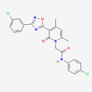 molecular formula C23H18Cl2N4O3 B3400029 N-(4-chlorophenyl)-2-(3-(3-(3-chlorophenyl)-1,2,4-oxadiazol-5-yl)-4,6-dimethyl-2-oxopyridin-1(2H)-yl)acetamide CAS No. 1040652-81-0
