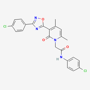 molecular formula C23H18Cl2N4O3 B3400037 N-(4-chlorophenyl)-2-(3-(3-(4-chlorophenyl)-1,2,4-oxadiazol-5-yl)-4,6-dimethyl-2-oxopyridin-1(2H)-yl)acetamide CAS No. 1040652-88-7