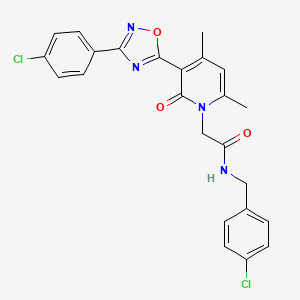 molecular formula C24H20Cl2N4O3 B3400039 N-(4-chlorobenzyl)-2-(3-(3-(4-chlorophenyl)-1,2,4-oxadiazol-5-yl)-4,6-dimethyl-2-oxopyridin-1(2H)-yl)acetamide CAS No. 1040652-96-7