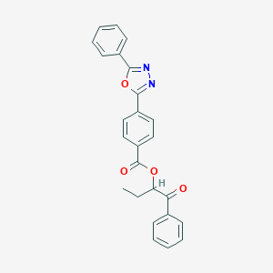 molecular formula C25H20N2O4 B340008 1-Benzoylpropyl 4-(5-phenyl-1,3,4-oxadiazol-2-yl)benzoate 