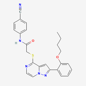 molecular formula C25H23N5O2S B3400089 2-{[2-(2-butoxyphenyl)pyrazolo[1,5-a]pyrazin-4-yl]sulfanyl}-N-(4-cyanophenyl)acetamide CAS No. 1040654-11-2