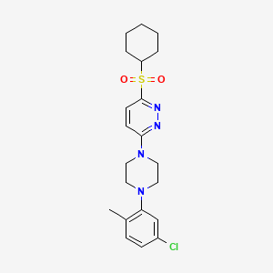 molecular formula C21H27ClN4O2S B3400091 3-(4-(5-Chloro-2-methylphenyl)piperazin-1-yl)-6-(cyclohexylsulfonyl)pyridazine CAS No. 1040654-12-3