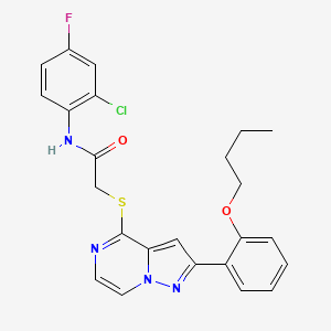molecular formula C24H22ClFN4O2S B3400106 2-{[2-(2-butoxyphenyl)pyrazolo[1,5-a]pyrazin-4-yl]sulfanyl}-N-(2-chloro-4-fluorophenyl)acetamide CAS No. 1040654-59-8