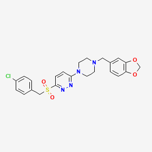 molecular formula C23H23ClN4O4S B3400132 3-[4-(1,3-Benzodioxol-5-ylmethyl)piperazin-1-yl]-6-[(4-chlorobenzyl)sulfonyl]pyridazine CAS No. 1040655-20-6