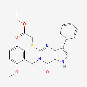 molecular formula C24H23N3O4S B3400133 ethyl 2-((3-(2-methoxybenzyl)-4-oxo-7-phenyl-4,5-dihydro-3H-pyrrolo[3,2-d]pyrimidin-2-yl)thio)acetate CAS No. 1040655-23-9