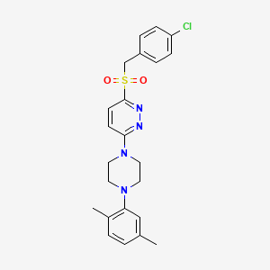 molecular formula C23H25ClN4O2S B3400135 3-((4-Chlorobenzyl)sulfonyl)-6-(4-(2,5-dimethylphenyl)piperazin-1-yl)pyridazine CAS No. 1040655-27-3