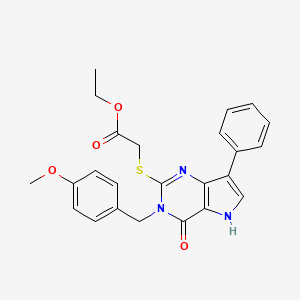 molecular formula C24H23N3O4S B3400140 ethyl 2-((3-(4-methoxybenzyl)-4-oxo-7-phenyl-4,5-dihydro-3H-pyrrolo[3,2-d]pyrimidin-2-yl)thio)acetate CAS No. 1040655-46-6