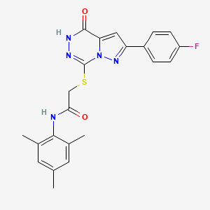 molecular formula C22H20FN5O2S B3400141 2-{[2-(4-fluorophenyl)-4-oxo-4,5-dihydropyrazolo[1,5-d][1,2,4]triazin-7-yl]thio}-N-mesitylacetamide CAS No. 1040655-78-4