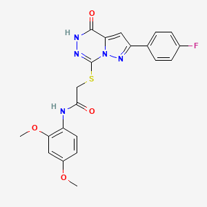molecular formula C21H18FN5O4S B3400147 N-(2,4-dimethoxyphenyl)-2-{[2-(4-fluorophenyl)-4-oxo-4,5-dihydropyrazolo[1,5-d][1,2,4]triazin-7-yl]thio}acetamide CAS No. 1040655-82-0