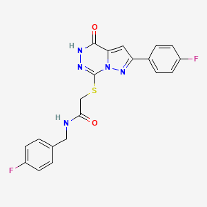 molecular formula C20H15F2N5O2S B3400162 N-(4-fluorobenzyl)-2-{[2-(4-fluorophenyl)-4-oxo-4,5-dihydropyrazolo[1,5-d][1,2,4]triazin-7-yl]thio}acetamide CAS No. 1040655-93-3
