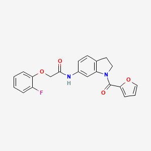 molecular formula C21H17FN2O4 B3400181 2-(2-fluorophenoxy)-N-(1-(furan-2-carbonyl)indolin-6-yl)acetamide CAS No. 1040656-96-9