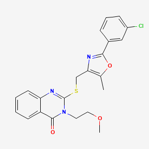 molecular formula C22H20ClN3O3S B3400197 2-(((2-(3-chlorophenyl)-5-methyloxazol-4-yl)methyl)thio)-3-(2-methoxyethyl)quinazolin-4(3H)-one CAS No. 1040657-13-3