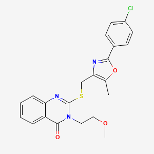 molecular formula C22H20ClN3O3S B3400205 2-(((2-(4-chlorophenyl)-5-methyloxazol-4-yl)methyl)thio)-3-(2-methoxyethyl)quinazolin-4(3H)-one CAS No. 1040657-20-2