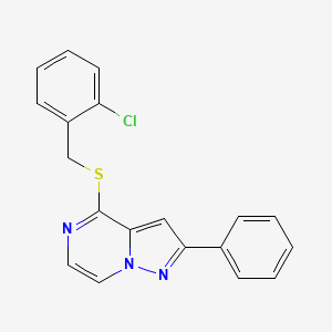 molecular formula C19H14ClN3S B3400207 4-[(2-Chlorobenzyl)thio]-2-phenylpyrazolo[1,5-a]pyrazine CAS No. 1040658-18-1
