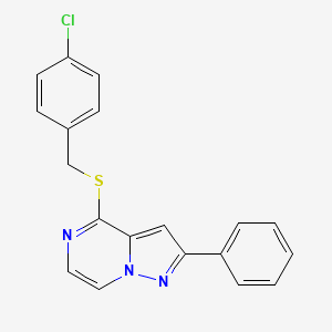 molecular formula C19H14ClN3S B3400228 4-[(4-Chlorobenzyl)thio]-2-phenylpyrazolo[1,5-a]pyrazine CAS No. 1040658-28-3