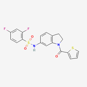 molecular formula C19H14F2N2O3S2 B3400246 2,4-difluoro-N-(1-(thiophene-2-carbonyl)indolin-6-yl)benzenesulfonamide CAS No. 1040658-42-1