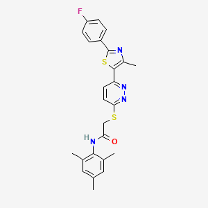 molecular formula C25H23FN4OS2 B3400265 2-((6-(2-(4-fluorophenyl)-4-methylthiazol-5-yl)pyridazin-3-yl)thio)-N-mesitylacetamide CAS No. 1040658-59-0