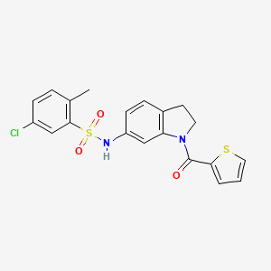 molecular formula C20H17ClN2O3S2 B3400267 5-chloro-2-methyl-N-(1-(thiophene-2-carbonyl)indolin-6-yl)benzenesulfonamide CAS No. 1040658-67-0
