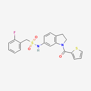 molecular formula C20H17FN2O3S2 B3400301 1-(2-fluorophenyl)-N-(1-(thiophene-2-carbonyl)indolin-6-yl)methanesulfonamide CAS No. 1040658-82-9