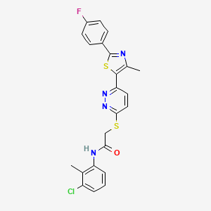 molecular formula C23H18ClFN4OS2 B3400305 N-(3-chloro-2-methylphenyl)-2-((6-(2-(4-fluorophenyl)-4-methylthiazol-5-yl)pyridazin-3-yl)thio)acetamide CAS No. 1040658-84-1