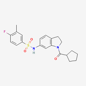 molecular formula C21H23FN2O3S B3400323 N-(1-(cyclopentanecarbonyl)indolin-6-yl)-4-fluoro-3-methylbenzenesulfonamide CAS No. 1040659-07-1
