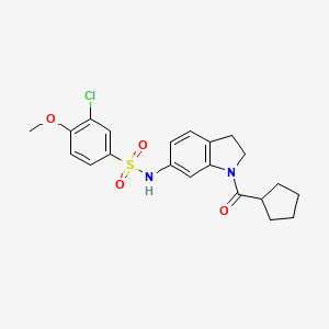 molecular formula C21H23ClN2O4S B3400338 3-chloro-N-(1-(cyclopentanecarbonyl)indolin-6-yl)-4-methoxybenzenesulfonamide CAS No. 1040659-32-2
