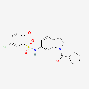 molecular formula C21H23ClN2O4S B3400348 5-chloro-N-(1-(cyclopentanecarbonyl)indolin-6-yl)-2-methoxybenzenesulfonamide CAS No. 1040659-37-7