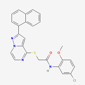 N-(5-chloro-2-methoxyphenyl)-2-{[2-(naphthalen-1-yl)pyrazolo[1,5-a]pyrazin-4-yl]sulfanyl}acetamide