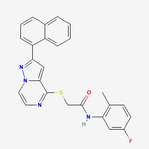 molecular formula C25H19FN4OS B3400355 N-(5-fluoro-2-methylphenyl)-2-{[2-(naphthalen-1-yl)pyrazolo[1,5-a]pyrazin-4-yl]sulfanyl}acetamide CAS No. 1040659-50-4
